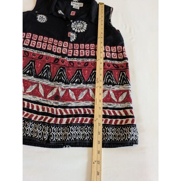 California Krush Blouse Womens Large Rayon Sleeveless Button Down Bohemian Flowy - Picture 7 of 8